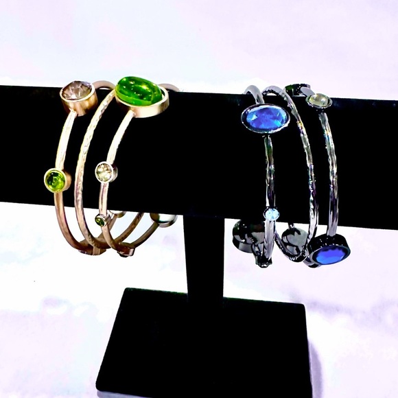 Chico's Jewelry - CHICO’s Set of 3 Bangles - Green/Gold or Blue/Gunmetal - NWOT